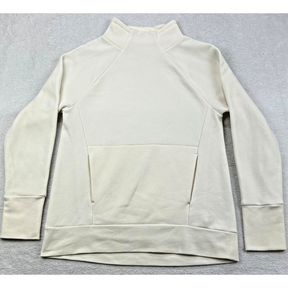 Fabletics Zaylee Funnel Neck Tunic Sweater Women S Cream Kangaroo Pocket